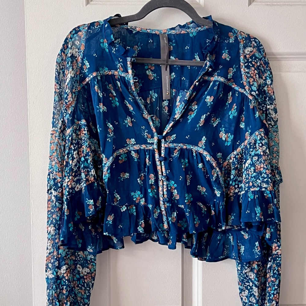 Anthropologie sheer babydoll blouse🦋🧡